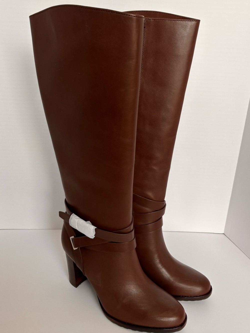 Lauren Ralph Lauren Collins Burnished Leather Tall Boots w/Heel New In Box